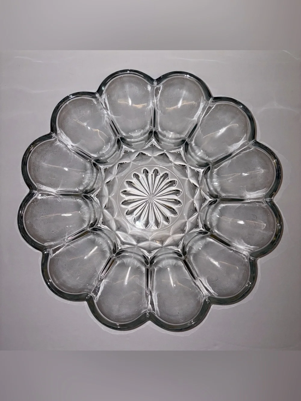 Clear Glass Flower-Shaped Serving Platter Home Dining